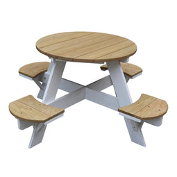 AXI UFO Picknicktafel - Rond - Voor 4 kinderen - Bruin/Wit - 120x120x56cm