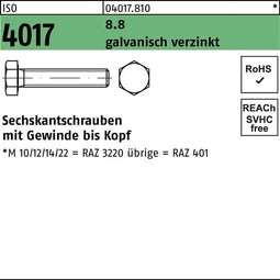 ISO 4017 - Sechskantschraube VG M6x30 - Staal 8.8 - Galvanisch verzinkt
