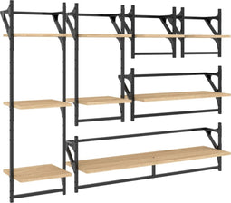 vidaXL - 6-delige - Wandschappenset - met - stangen - bewerkt - hout - sonoma - eiken