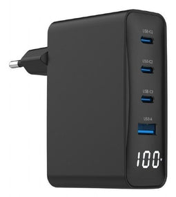 Gembird TA-UC-PDQC100LCD-01-BK - Oplader - 100W Snellaadtechniek GaN Power Delivery - Zwart