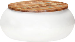 vidaXL - Salontafel - 68x68x30 - cm - massief - gerecycled - hout - wit