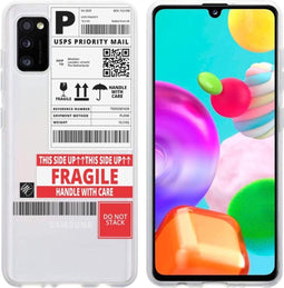 iMoshion Hoesje Geschikt voor Samsung Galaxy A41 Hoesje Siliconen - iMoshion Design hoesje - Transparant / Meerkleurig / Shipping label
