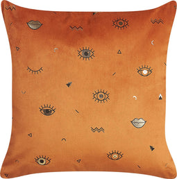 AEONIUM - Sierkussen set van 2 - Oranje - 45 x 45 cm - Fluweel