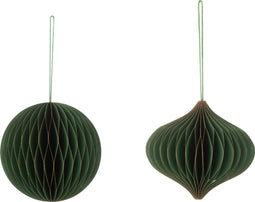 J-Line christmas ball - donkergroen/koper - 2 stuks