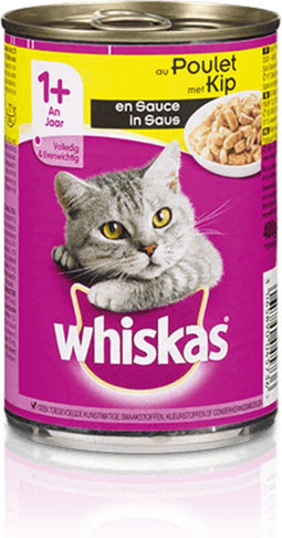 Whiskas blik adult brokjes in saus kip (12X400 GR)