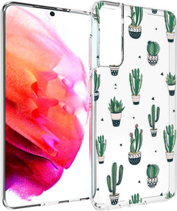 imoshion Hoesje Geschikt voor Samsung Galaxy S21 FE Hoesje Siliconen - imoshion Design hoesje - Transparant / Allover Cactus