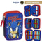Driedubbele Pennenzak Sonic Blauw 12,5 x 6,5 x 19,5 cm