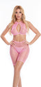 Pink Lipstick Lingerie Crop top en shorts set SUNSET GLOW BIKE SET, ONE SIZE Roze