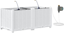 vidaXL - Plantbakken - met - Water - Irrigatiesysteem - 2 - stuks - Wit