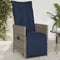 Tuinstoel verstelbaar met kussens poly rattan grijs