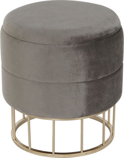 Voetensteun DKD Home Decor Gouden Donker grijs Polyester Metaal 38 x 38 x 41 cm