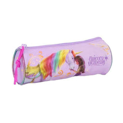 Unicorn Academy - Cilindervormige Schoolpennenzak - 20 x 7 x 7 cm - Lila