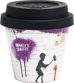 Quy Cup - 90 ml Ecologische Espresso Reisbeker - De originele Banksy's Graffiti "Hammer Boy" 7x7x7cm