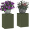 vidaXL - Buiten - Plantstandaarden - Pilar - Set - van - 2 - Olijfgroen - 24x24x35 - cm - Staal