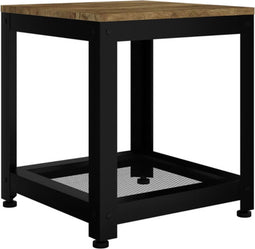 vidaXL - Bijzettafel - 40x40x45 - cm - MDF - en - ijzer - donkerbruin - en - zwart