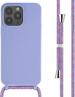 imoshion Hoesje Geschikt voor iPhone 15 Pro Max Hoesje Met Koord - imoshion Siliconen hoesje met koord - Paars