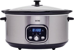 DistinQ Slowcooker 8L - 320 Watt - Keramische Binnenpan - Zilver