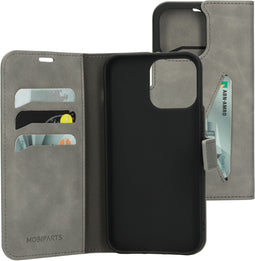 Mobiparts iPhone 14 Pro Max - Classic Wallet Case - Ruimte voor pasjes - Granite Grey