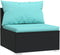 vidaXL - Vierzitsbank - met - kussens - poly - rattan - zwart
