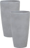 ABDERA - Bloempot set van 2 - Lichtgrijs - Groot - Stenenmix
