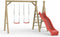 Houten schommel dubbel swing + platfrom Prestige Garden glijbaan rood