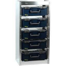 Raaco S221 - Opbergrek - 5 CarryLite 150-9 koffers - Zilverkleurig