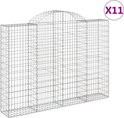 vidaXL - Schanskorven - 11 - st - gewelfd - 200x30x140/160 - cm - ijzer