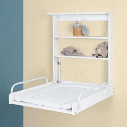 ROBA Wandgemonteerde opvouwbare verschoontafel - Inclusief waterdichte matras - 2 geïntegreerde p...