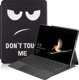 iMoshion Tablet Hoes Geschikt voor Microsoft Surface Go 4 / Go 3 / Go 2 - iMoshion Design Trifold Bookcase - Zwart / Meerkleurig /Don't touch