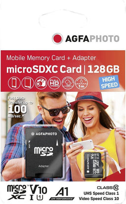 AgfaPhoto MicroSDXC UHS-I 128GB High Speed Class 10 U1 V10
