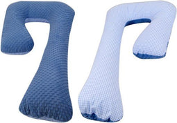 Vikingchoice Zijslaapkussen - J-vorm - Minky stof - Ruitjes Blauw - 235 cm