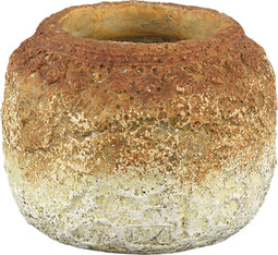 PTMD Fey Ronde Bloempot - H12 x Ø14 cm - Cement - Goud