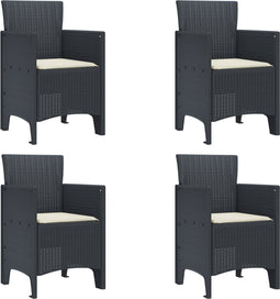 vidaXL - Tuinstoelen - met - Kussens - 4 - Stuks - Anthraciet - Poly - Rattan