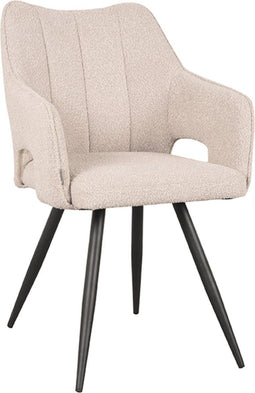 LABEL51 Noud Eetkamerstoel - Naturel - Stof - Black Frame - Stoel - Normale eetkamerstoel