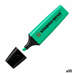 STABILO BOSS ORIGINAL - Markeerstift - Hoogste Kwaliteit - Turquoise - Doos 10 Stuks