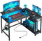 Five Stars® L-Vormig Game Bureau - Gaming Desk met RGB LED verlichting - 107x80x76 cm - Zwart Carbon