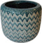 PTMD Jasper blauw keramiek golf patroon pot rond maat in cm: 31 x 31 x 28 - Blauw