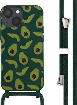 iMoshion Hoesje Geschikt voor iPhone 13 Mini Hoesje Met Koord - iMoshion Siliconen design hoesje met koord - Groen / Avocado Green