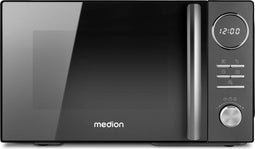 MEDION 3-in-1 magnetron met grill- en heteluchtfunctie (23 liter, 900 watt, 1.000 watt grill, 1.680 watt hetelucht, 10 automatische programma's, ontdooifunctie, display, MD11493) zwart