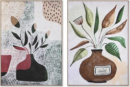 Schilderij DKD Home Decor 102,5 x 4,3 x 142,6 cm Vaas Scandinavisch (2 Stuks)