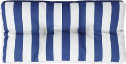 vidaXL - Palletkussen - gestreept - 80x40x12 - cm - stof - blauw - en - wit