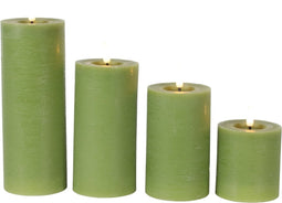 Stompkaarsen - LED kaarsen met bewegende vlam - led kaars lichtgroen set van 4