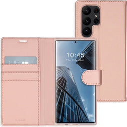Accezz Samsung Galaxy S23 Ultra - Wallet Softcase Bookcase - 3 Pashouders - Rosé Goud