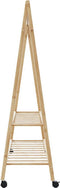 vidaXL - Kledingrek - met - schappen - en - wielen - 132x45,5x155,5 - cm - bamboe