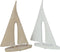 J-Line decoratie Zeilboot - cement - wit/beige - large - 2 stuks