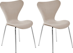 BOONVILLE - Eetkamerstoel - Taupe/Zilver - Synthetisch materiaal