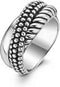 TI SENTO Ring - 925 zilver - Drie banden gerhodineerd - Zilver - Maat 17.25 mm (maat 54)