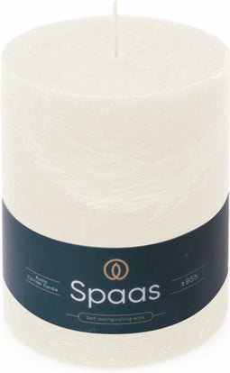 SPAAS Rustieke Pillarkaars ± 95 branduren Wit