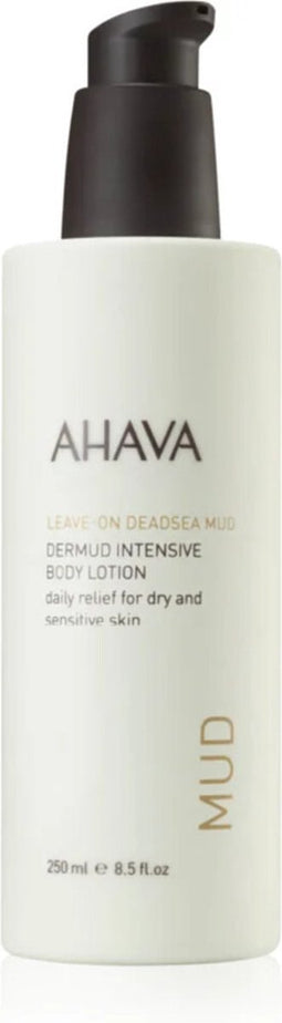 AHAVA Dermud Intensieve Bodylotion - Hydrateert & Kalmeert Droge, Gevoelige Huid | Verlicht Irritaties | Rijk aan Dode Zee Modder & Aloe Vera | Lotion voor dames & heren | Moisturizer voor een droge huid & gezicht - 250ml