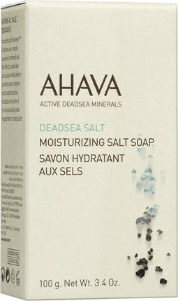 AHAVA Vochtinbrengende Zout Zeep - Spoelt Vuil en Onzuiverheden Weg | Zeepblok Behoudt Natuurlijke Hydratatie | Herstelt pH-Balans | Lichaam & Gezichtsreiniging | Soap Bar Ideaal voor Douche of Bad - 100g